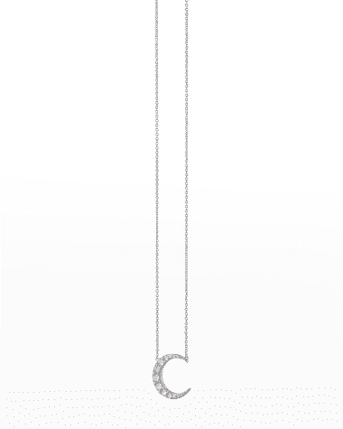 Monica Rich Kosann Mini Crescent Moon Necklace with Moonstone and Sapphires