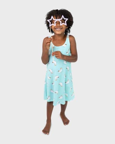 Lovey&Grink Girl's Unicorn Floaties Tank Dress, Size XS-L