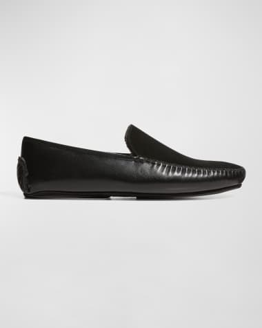 Manolo Blahnik Men's Mayfair Mix-Leather Shearling-Lined Loafers