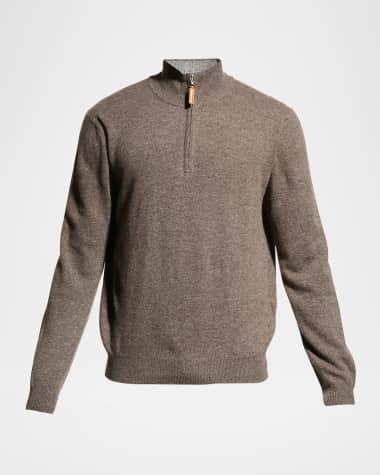 Neiman Marcus Men's Wool-Cashmere 1/4-Zip Sweater