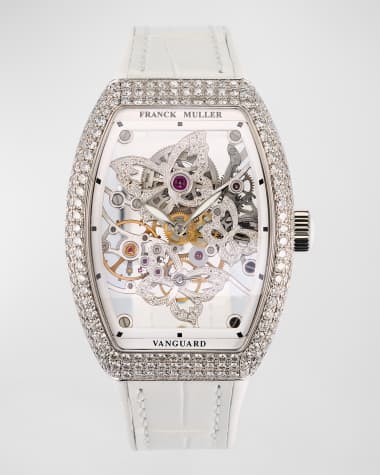 Franck Muller Butterfly Diamond Skeleton Watch White Strap