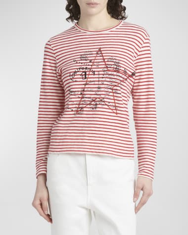 Golden Goose Striped Long-Sleeve T-Shirt w/ Embroidery