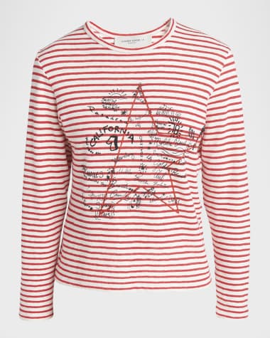 Golden Goose Striped Long-Sleeve T-Shirt w/ Embroidery