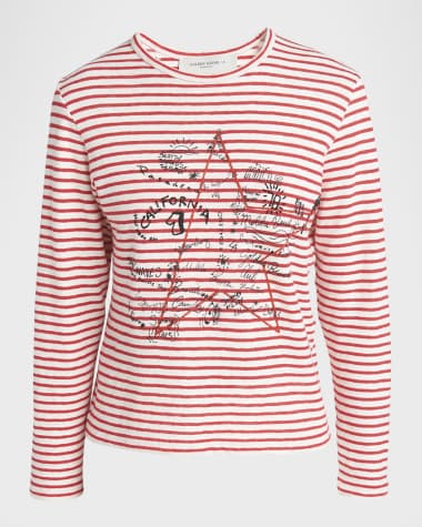 Golden Goose Striped Long-Sleeve T-Shirt w/ Embroidery