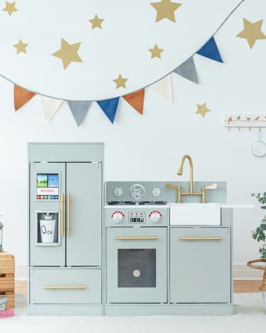 Teamson Kids Teamson Kids Little Chef Charlotte Wooden Play Kitchen, Gray/Gold