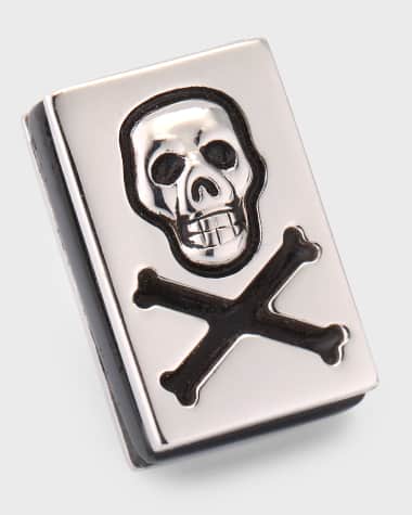 Jan Leslie Men's Sterling Silver Skull and Crossbones Lapel Pin