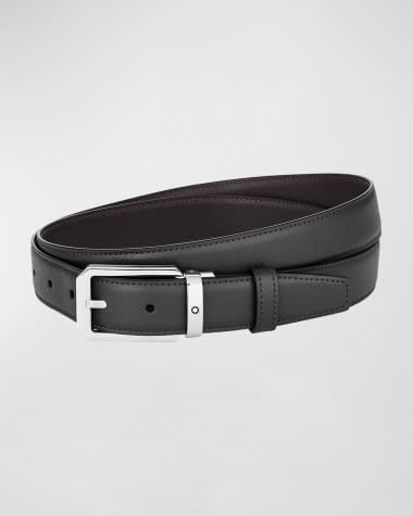 Montblanc Men's Trapeze Reversible Leather Buckle Belt