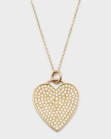 Jennifer Meyer Yellow Gold Pave Diamond Heart Pendant Necklace