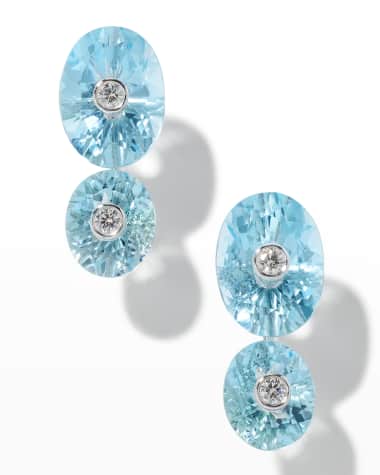 Prince Dimitri Jewelry 18K White Gold Oval Sky Blue Topaz and Round Diamond Earrings