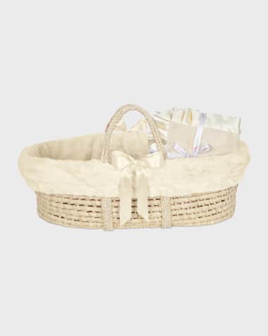 Little Scoops Ivory Receiving Blanket And Basket Set