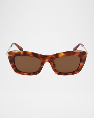 Lanvin Babe Rectangle Twisted Metal/Acetate Sunglasses