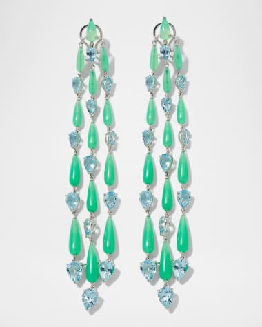Etho Maria 18k White Gold Pear-Cut Aquamarine and Chrysoprase Earrings