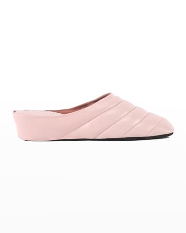 Jacques Levine Quilted Leather Wedge Slippers