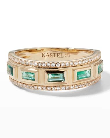 Kastel Jewelry 14k Emerald and Diamond Ring, Size 7