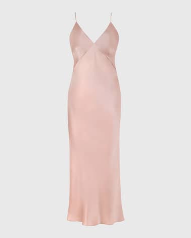 Olivia von Halle Issa Oyster Core Silk Nightgown