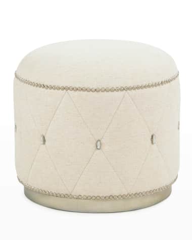 John-Richard Collection Diamond Ottoman, Ivory