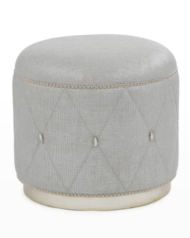 John-Richard Collection Diamond Ottoman, Silver