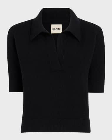 Khaite Shrunken Jo Cashmere Polo Sweater