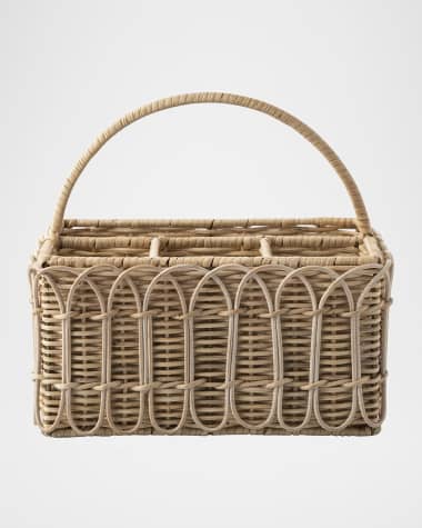 Juliska Provence Rattan Silverware Caddy - Whitewash