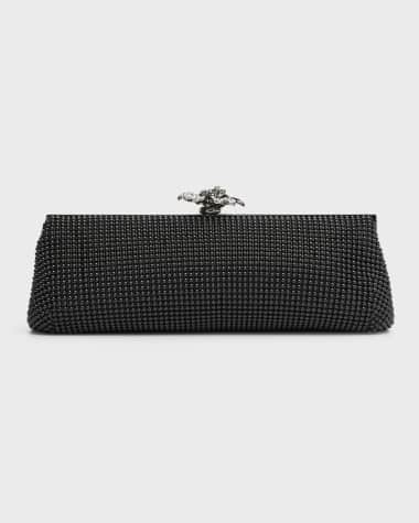 Whiting & Davis Flower Crystal-Embellished Clutch Bag