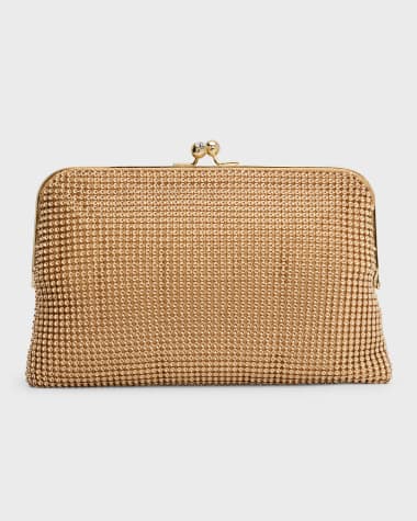 Whiting & Davis Dimple Embellished Mesh Clutch Bag