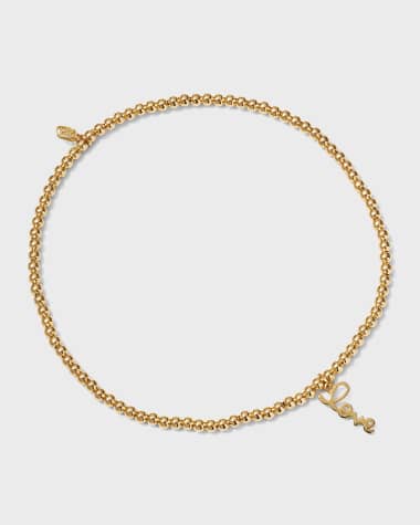 Sydney Evan 2mm Gold Bead Bracelet with Pure Love Charm