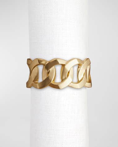 L'Objet Cuban Link 24K Gold Napkin Rings, Set of 4