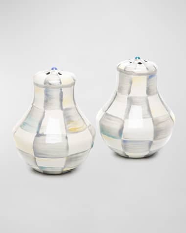 MacKenzie-Childs Sterling Check Enamel Salt Pepper Shakers