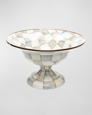 MacKenzie-Childs Sterling Check Enamel Compote Bowl, Large
