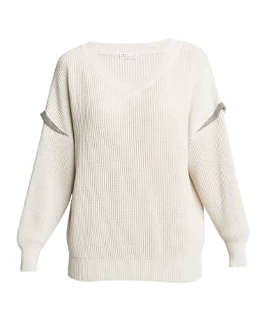 Brunello Cucinelli Monili-Trim Wide Ribbed Sweater