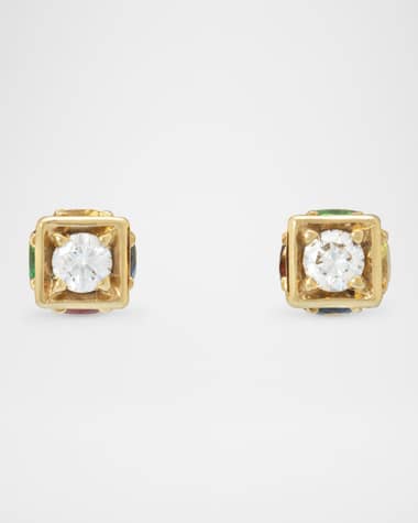 Miseno Faro Earrings in 18K Yellow Gold with Diamonds, Sapphires and Tsavorite