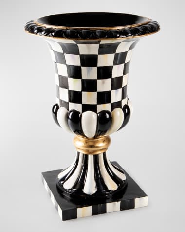 MacKenzie-Childs Courtly Check Pedestal Tabletop Urn