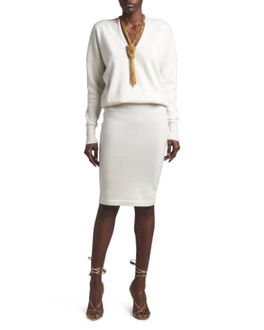 TOM FORD V-Neck Cashmere Blouson Dress