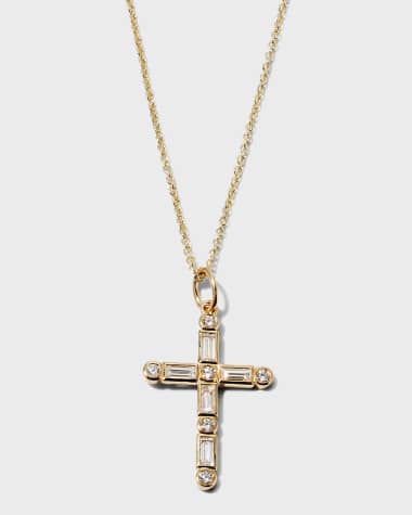 Sydney Evan Diamond Baguette Cross Necklace