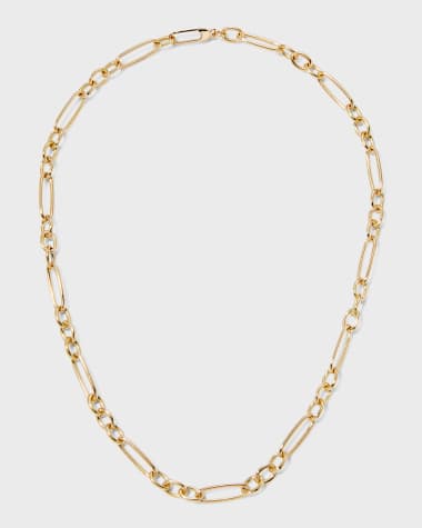 Roberto Coin Yellow Gold Alternating Long and Short Oval Link Chain Necklace, 18"L