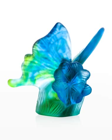 Daum Butterfly In Blue And Green Figurine