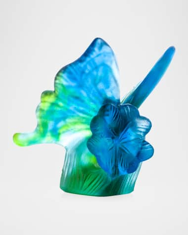 Daum Butterfly In Blue And Green Figurine