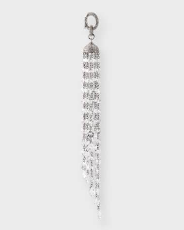 64 Facets 18K White Gold Spiral Tassel Pendant with Round and Pear Rose Cut Diamonds, 8.82tcw