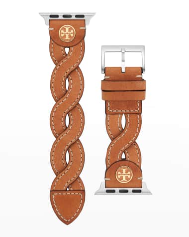 Tory Burch Braided Leather Apple Watch Band in Luggage, 38-41mm