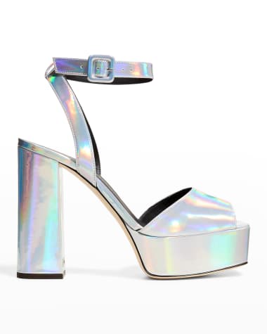 Giuseppe Zanotti Metropolis Metallic Ankle-Strap Platform Sandals