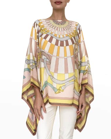 Rani Arabella Printed Cashmere-Blend Scarf Poncho