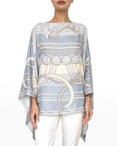 Rani Arabella Printed Cashmere-Blend Scarf Poncho