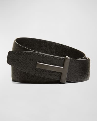 TOM FORD Men's Reversible T-Buckle Leather Belt, 40mm