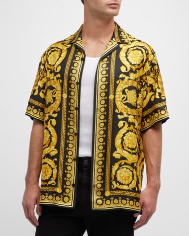 Versace Men's Barocco Silk Camp Shirt
