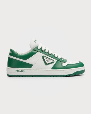Prada Bicolor Leather Low-Top Court Sneakers