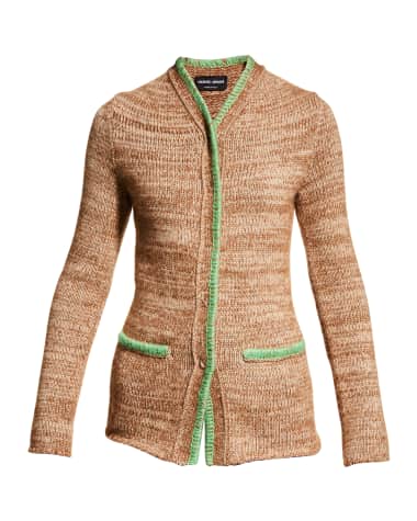 Giorgio Armani Snap-Front Cashmere Jacket w/ Contrast Stitching