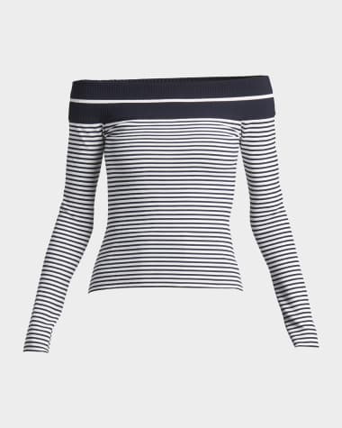 Giorgio Armani Striped Off-The-Shoulder Top