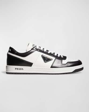 Prada Men's Downtown Logo Leather Low-Top Sneakers