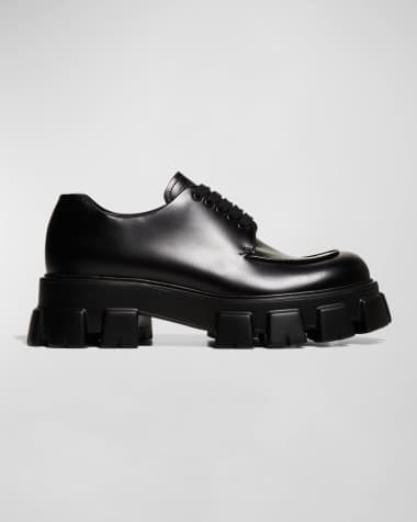 Prada Men's Monolith Lug-Sole Leather Derby Shoes