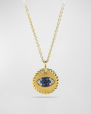 David Yurman Evil Eye Charm Pendant Necklace with Sapphires and Diamonds